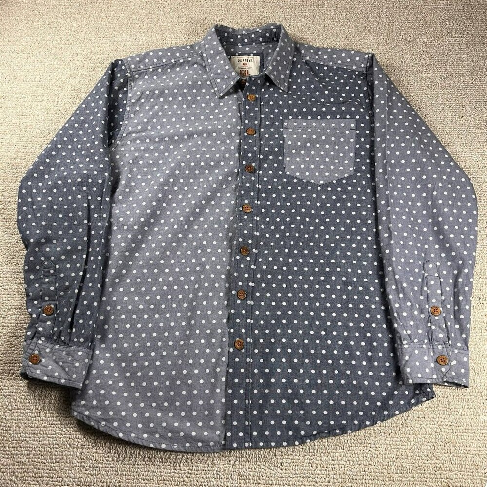 Decibel Polka Dot Long Sleeve Button Up Shirt Blue Gray Men’s Size XXL